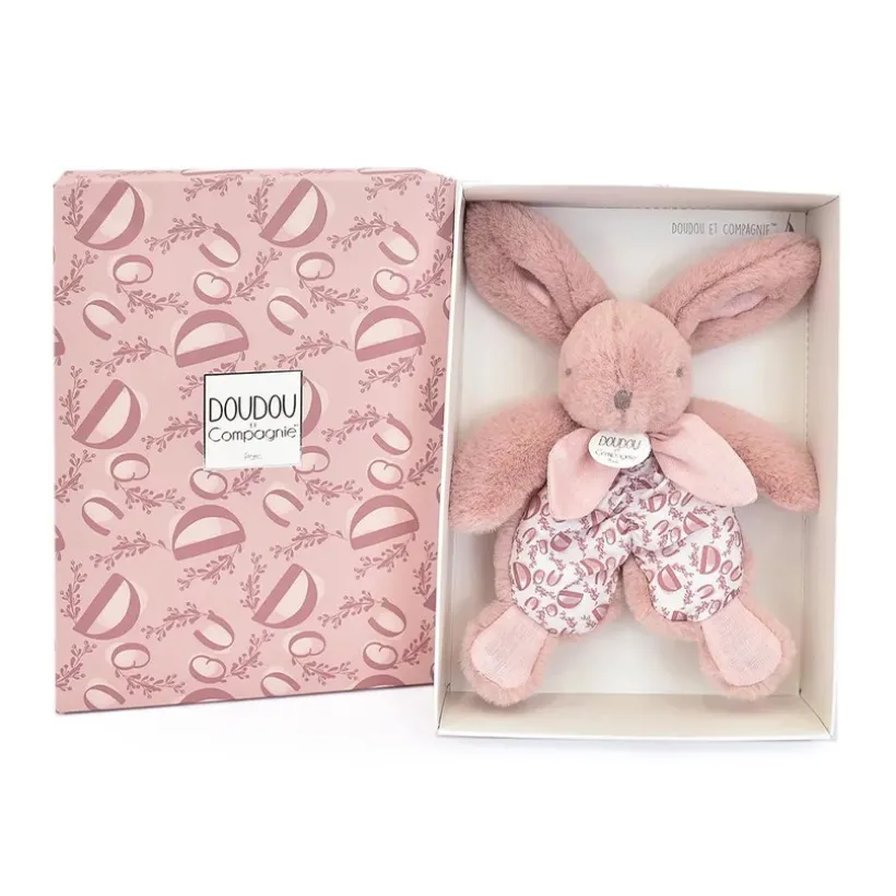 Doudou plat Lapin 18 cm rose poudré
