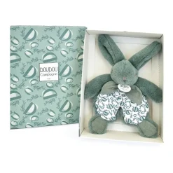 Doudou plat Lapin 18 cm vert sauge