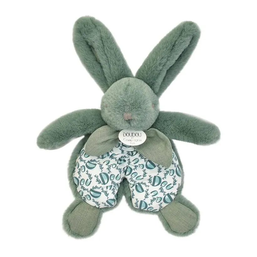 Doudou plat Lapin 18 cm vert sauge