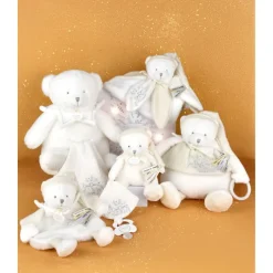 Doudou plat pétales ours 25cm Collector 25 ans Blanc