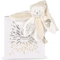 Doudou plat pétales ours 25cm Collector 25 ans Blanc