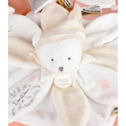 Doudou plat pétales ours 25cm Collector 25 ans Blanc