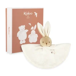 Doudou plat rond lapin crème