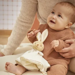 Doudou plat rond lapin crème