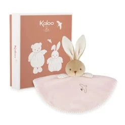 Doudou plat rond lapin rose