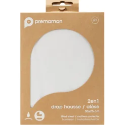Drap-housse 2 en 1 pour nacelle 30 x 75 cm blanc