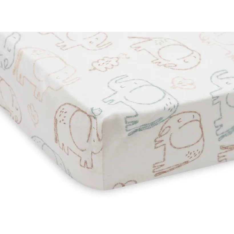 Drap-housse jersey - 60x120 cm - Elephant Tales