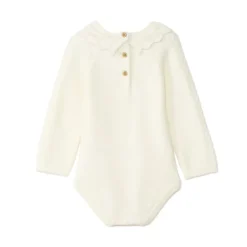 Ensemble barboteuse + collants en tricot pour bébé fille