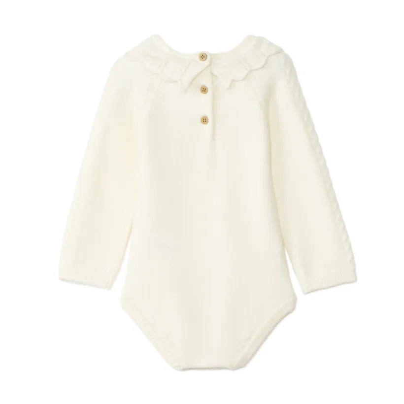 Ensemble barboteuse + collants en tricot pour bébé fille