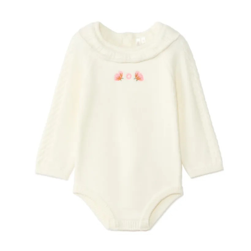 Ensemble barboteuse + collants en tricot pour bébé fille