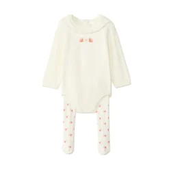 Ensemble barboteuse + collants en tricot pour bébé fille
