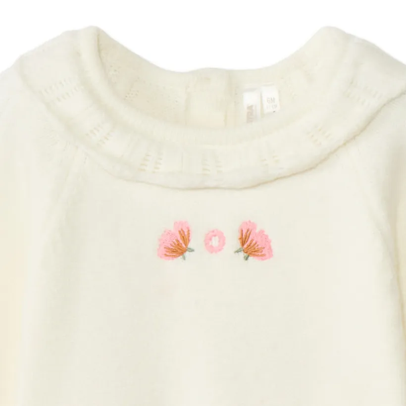 Ensemble barboteuse + collants en tricot pour bébé fille