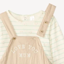 Ensemble bébé garçon salopette + t-shirt manches longues motif ourson