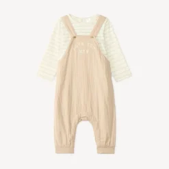 Ensemble bébé garçon salopette + t-shirt manches longues motif ourson