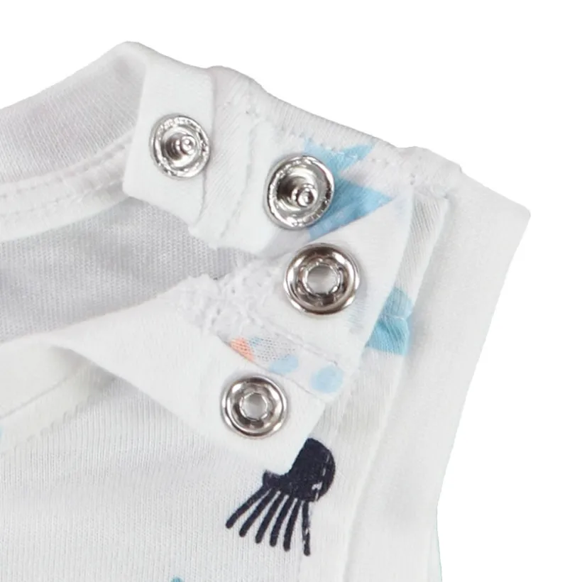 Ensemble bermuda uni + débardeur imprimé marin pour bébé garçon
