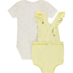 Ensemble body fantaisie + barboteuse salopette unie pour bébé fille