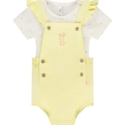Ensemble body fantaisie + barboteuse salopette unie pour bébé fille