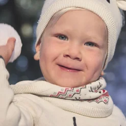 Ensemble bonnet ludique + snood en tricot de Noël pour bébé
