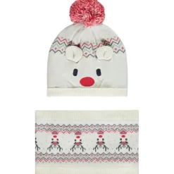 Ensemble bonnet ludique + snood en tricot de Noël pour bébé