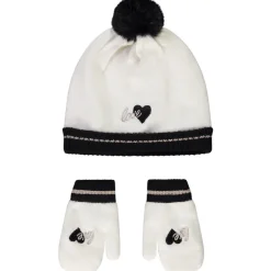 Ensemble bonnet + moufles cœurs pour bébé fille