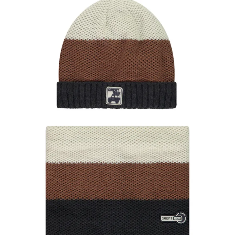 Ensemble bonnet + snood doublé en sherpa pour garçon