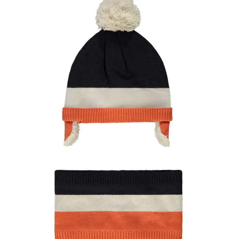 Ensemble bonnet + snood effet color block pour bébé garçon