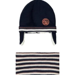 Ensemble bonnet + snood rayé pour bébé garçon