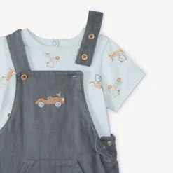 Ensemble court 2 pièces avec salopette pour bébé garçon