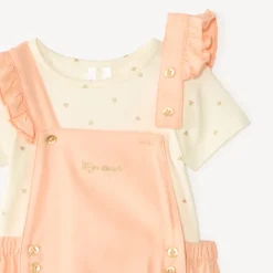 Ensemble court 2 pièces body + barboteuse fantaisie à cœurs pour bébé fille