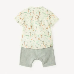 Ensemble court 2 pièces chemise et bermuda imprimé tropical pour bébé garçon