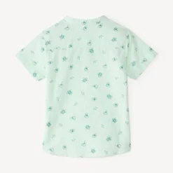 Ensemble court 2 pièces chemise col mao et salopette pour bébé garçon