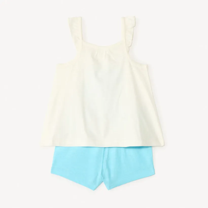 Ensemble court 2 pièces débardeur à volants + short pour bébé fille