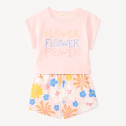 Ensemble court 2 pièces imprimé fleuri pour fille