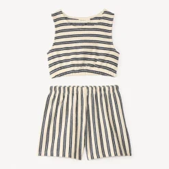 Ensemble court 2 pièces total look rayé pour fille