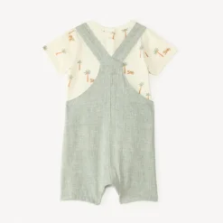 Ensemble court 2 pièces t-shirt + salopette pour bébé garçon