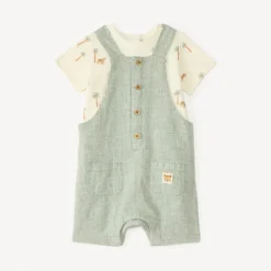 Ensemble court 2 pièces t-shirt + salopette pour bébé garçon