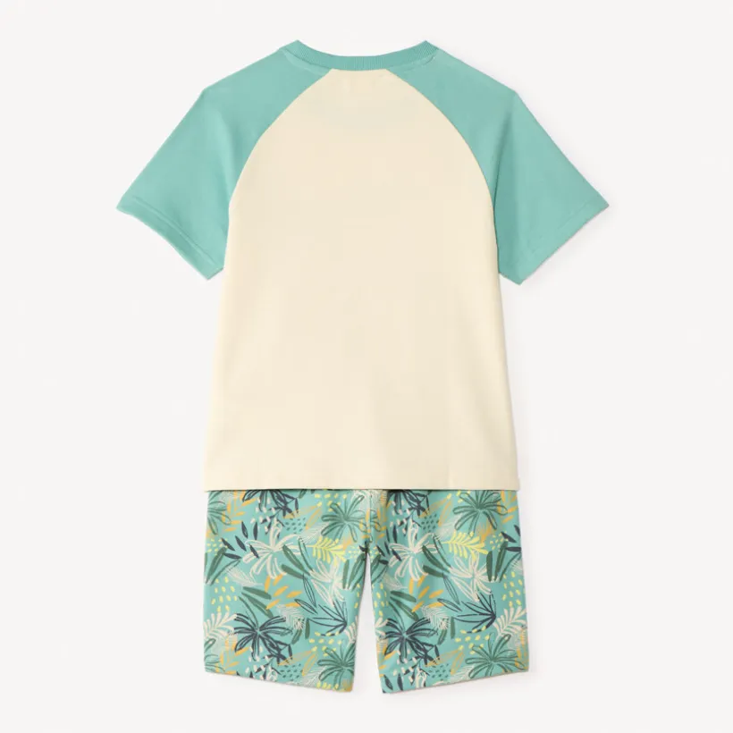 Ensemble court t-shirt + bermuda imprimé jungle pour garçon