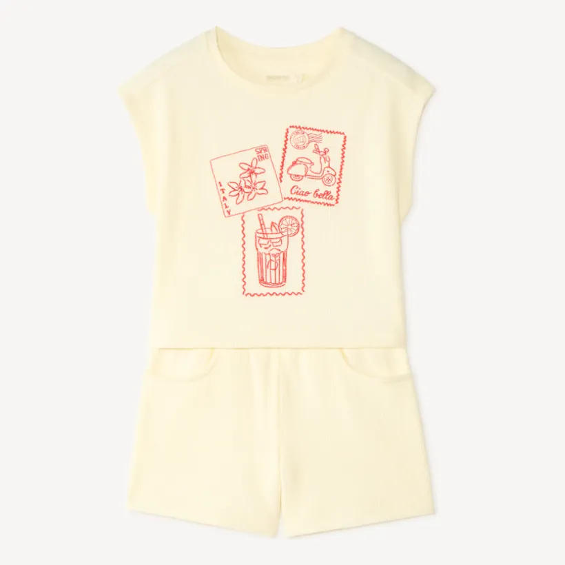 Ensemble débardeur + short broderie timbre pour fille