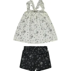Ensemble débardeur + short imprimé fantaisie oiseaux pour bébé fille