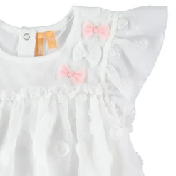 Ensemble de cérémonie avec tunique en tulle à plumetis et legging blanc