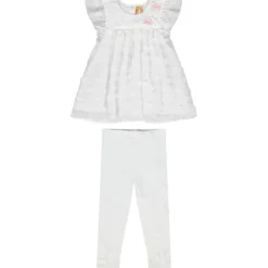 Ensemble de cérémonie avec tunique en tulle à plumetis et legging blanc