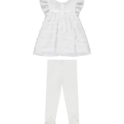 Ensemble de cérémonie avec tunique en tulle à plumetis et legging blanc