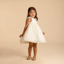 Ensemble de cérémonie robe + bloomer en tulle brodé pour bébé fille
