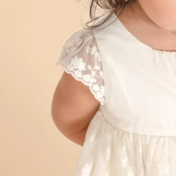 Ensemble de cérémonie robe + bloomer en tulle brodé pour bébé fille