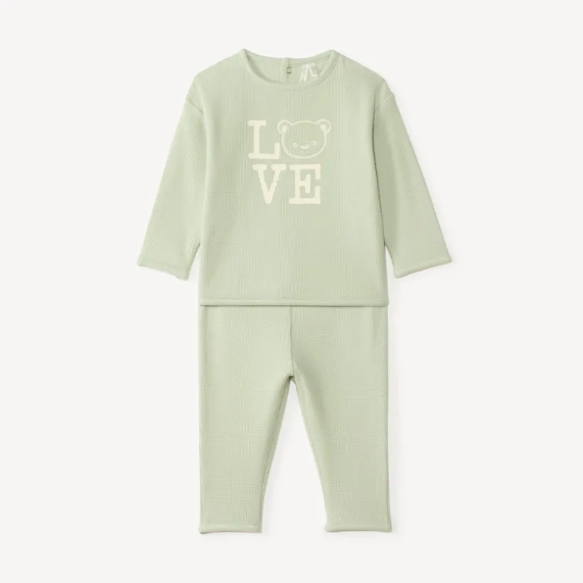 Ensemble de jogging en nid d'abeille print ourson pour bébé garçon