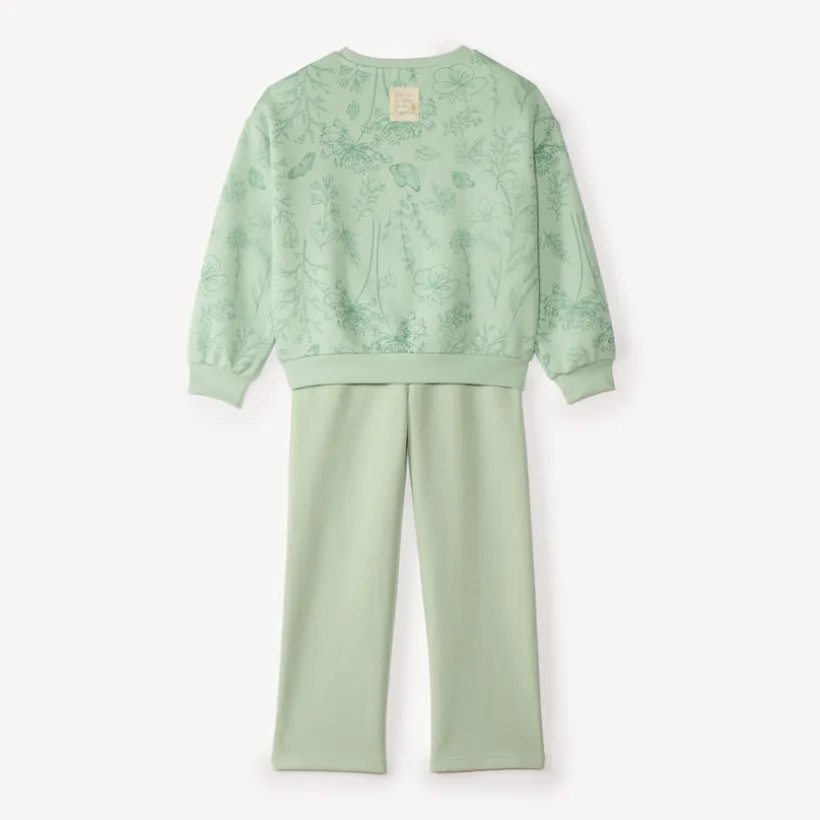 Ensemble de jogging fille en molleton gratté imprimé fleurs