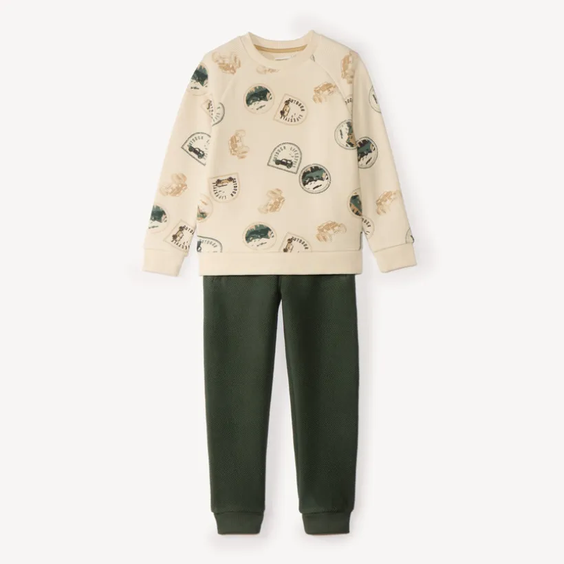 Ensemble de jogging garçon sweat demi oversize motifs tampons