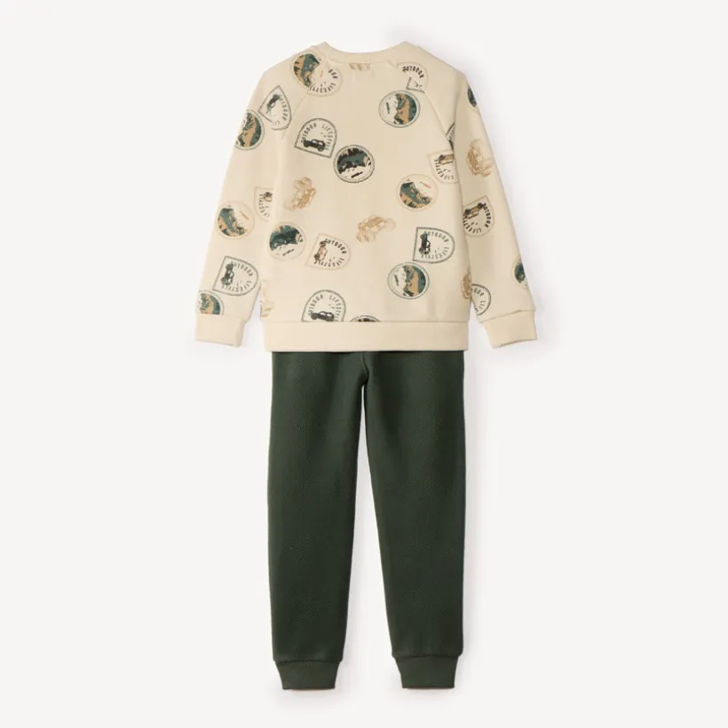 Ensemble de jogging garçon sweat demi oversize motifs tampons