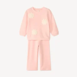Ensemble de jogging oversize avec fleurs en crochet pour bébé fille