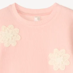 Ensemble de jogging oversize avec fleurs en crochet pour bébé fille